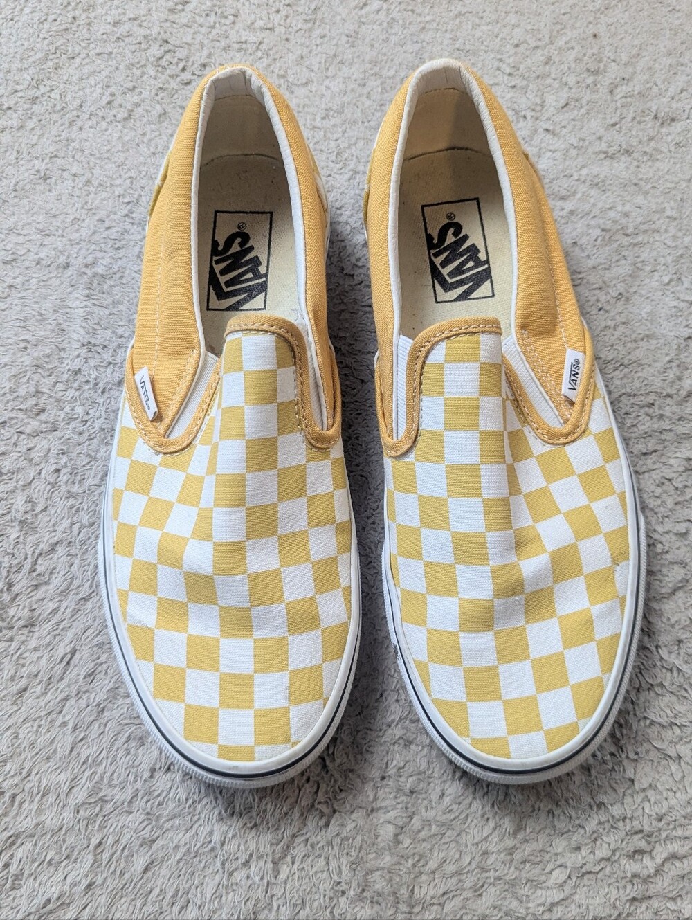 Vans Yellow Checkerboard Classic Slip-On Shoes Women's Size 9 Men's size 7.5